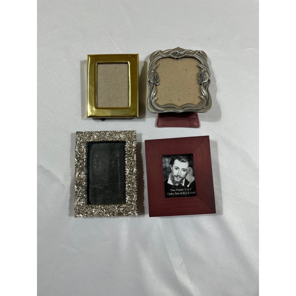Mini Photo Frame Set 4pc Gold Silver Wood Ornate Mixed Lot Umbra Philip Whitney